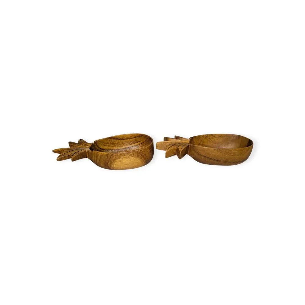 Vintage Monkey Pod Wood Carved Pineapple Shaped Wooden Bowls/Dishes Set …